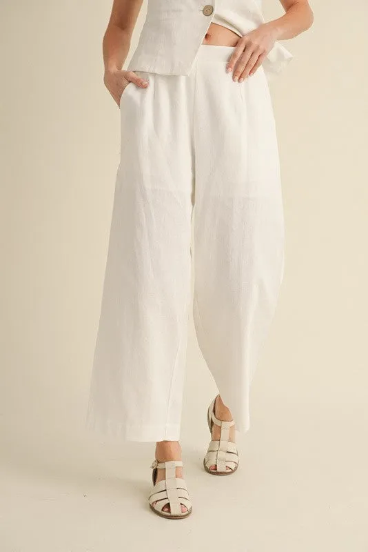 Linen Stretch-band Waist Pants