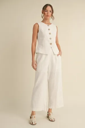Linen Stretch-band Waist Pants