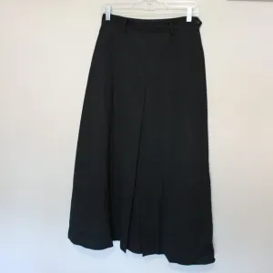 LL Bean Womens Vintage Wool Single Pleat Black Lined Long Skirt Pockets Size 8