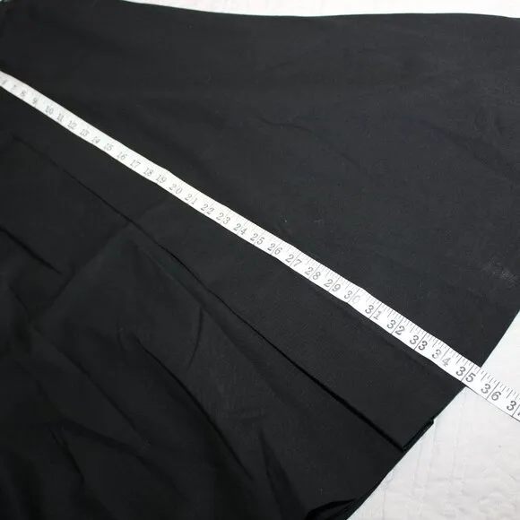 LL Bean Womens Vintage Wool Single Pleat Black Lined Long Skirt Pockets Size 8