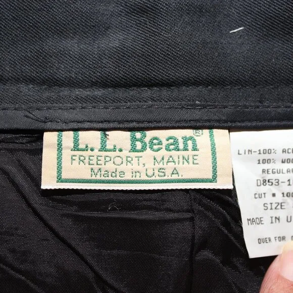 LL Bean Womens Vintage Wool Single Pleat Black Lined Long Skirt Pockets Size 8