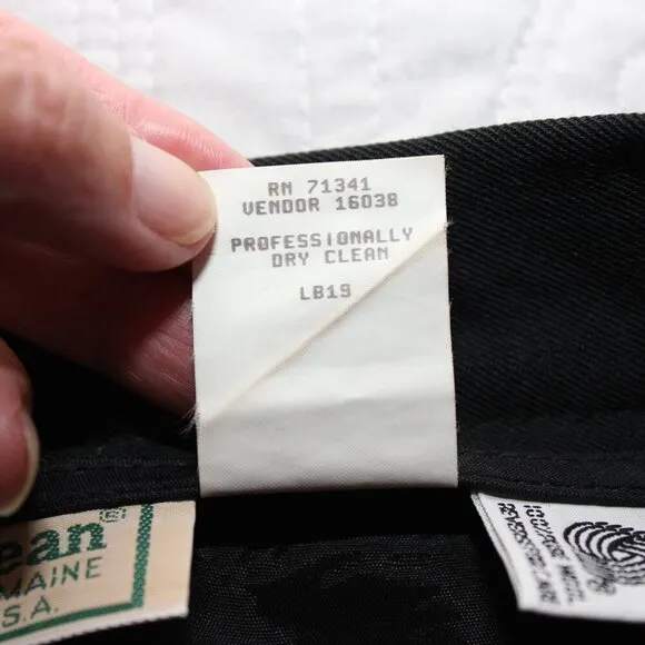 LL Bean Womens Vintage Wool Single Pleat Black Lined Long Skirt Pockets Size 8
