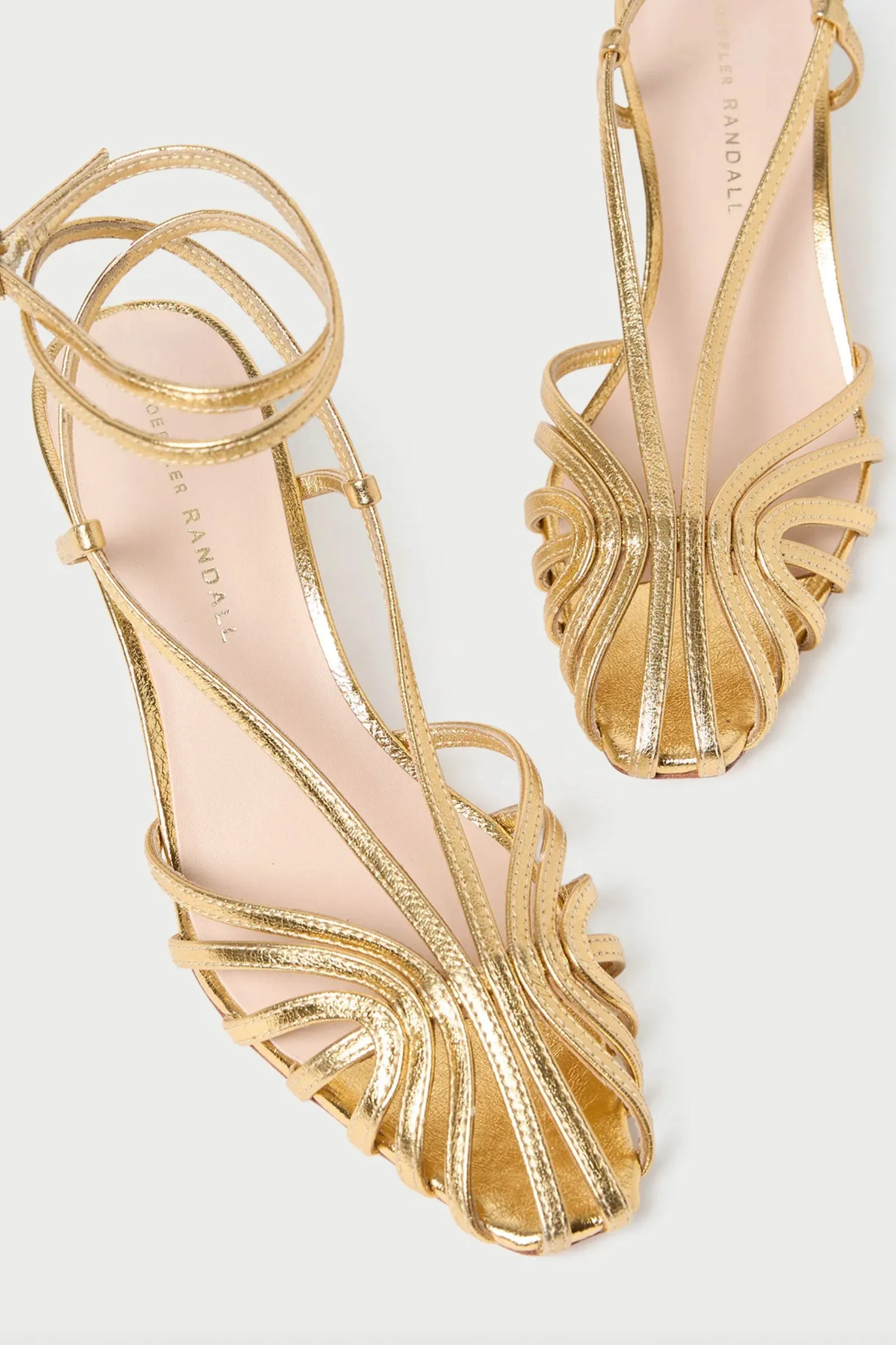Loeffler Randall Livvy Lattice Mid Heel Sandal in Gold