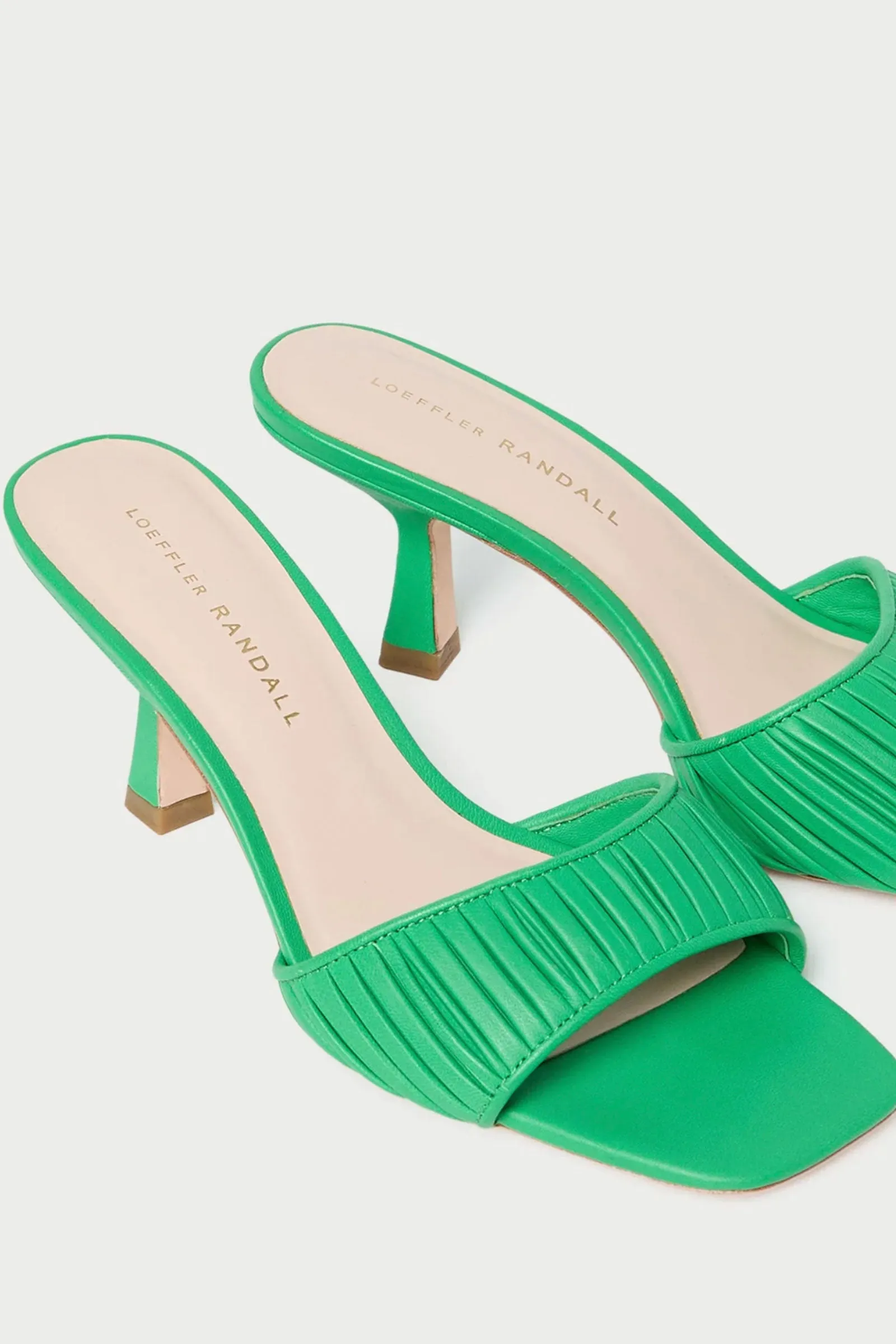 Loeffler Randall Naima Gathered Mid Heel Mule in Green