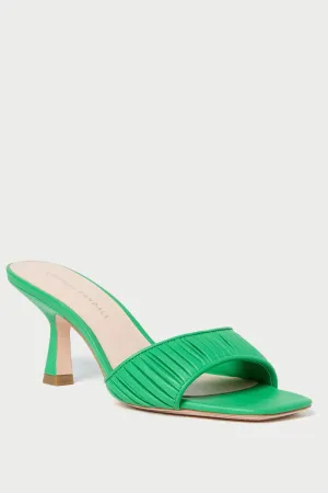 Loeffler Randall Naima Gathered Mid Heel Mule in Green