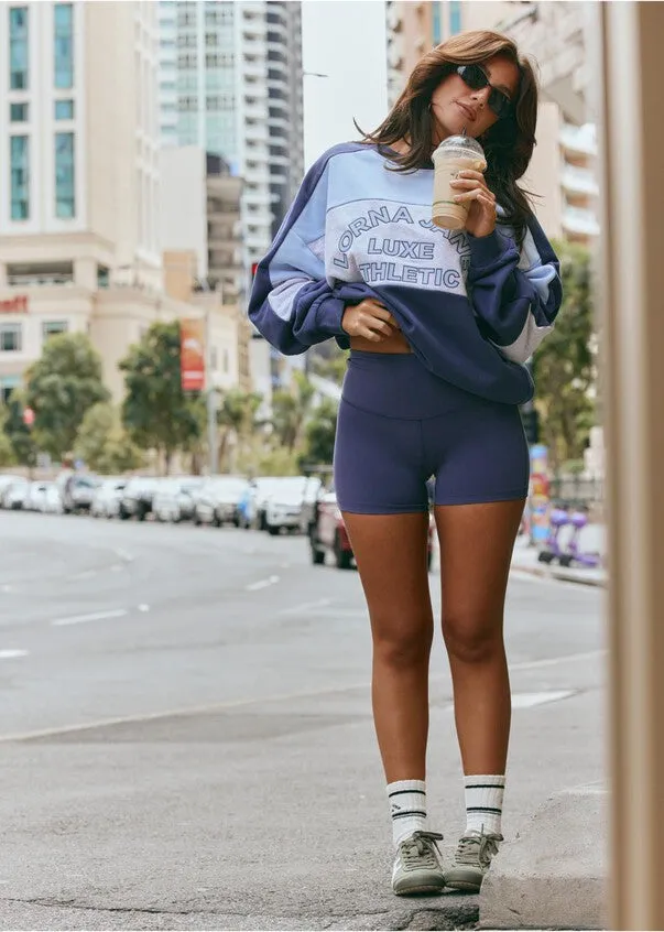 Lorna Jane Lotus Limited Edition No Chafe 12cm Bike Short - Ash Blue