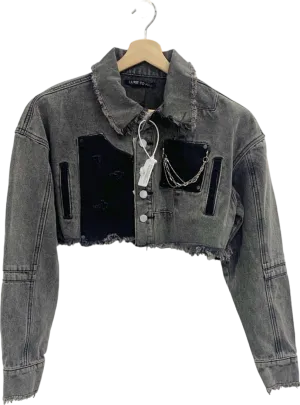 Luxe To Kill Grey Carpenter Cropped Jacket UK 12