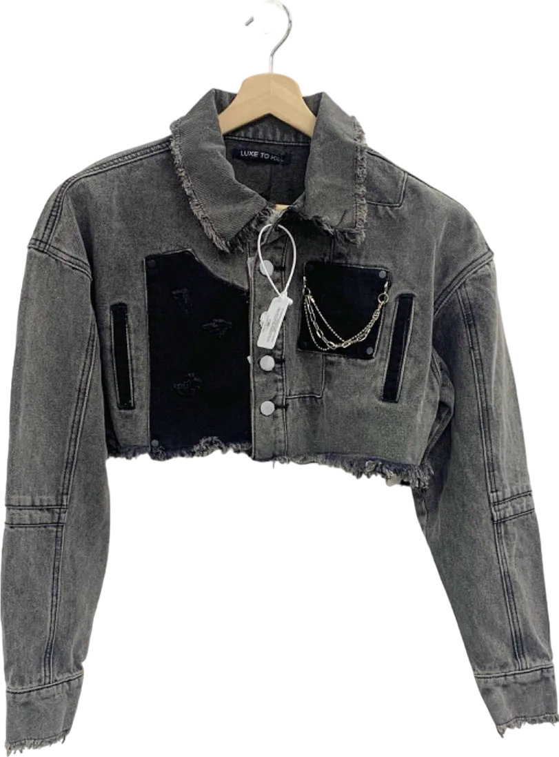 Luxe To Kill Grey Carpenter Cropped Jacket UK 12