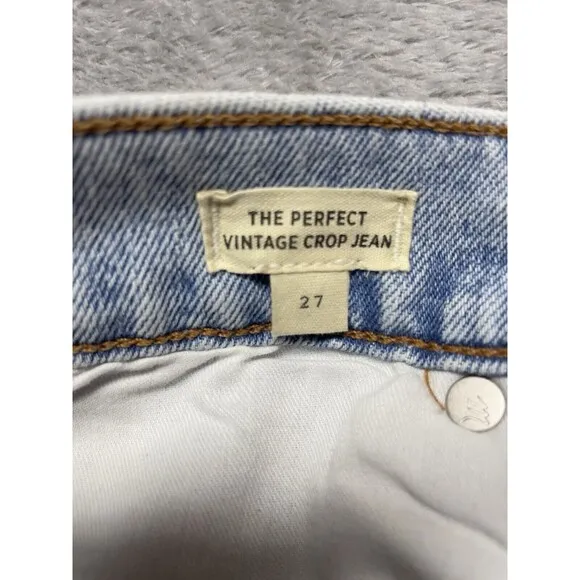 Madewell The Perfect Vintage Crop Jeans Women's Size 27 High Rise Distresssed