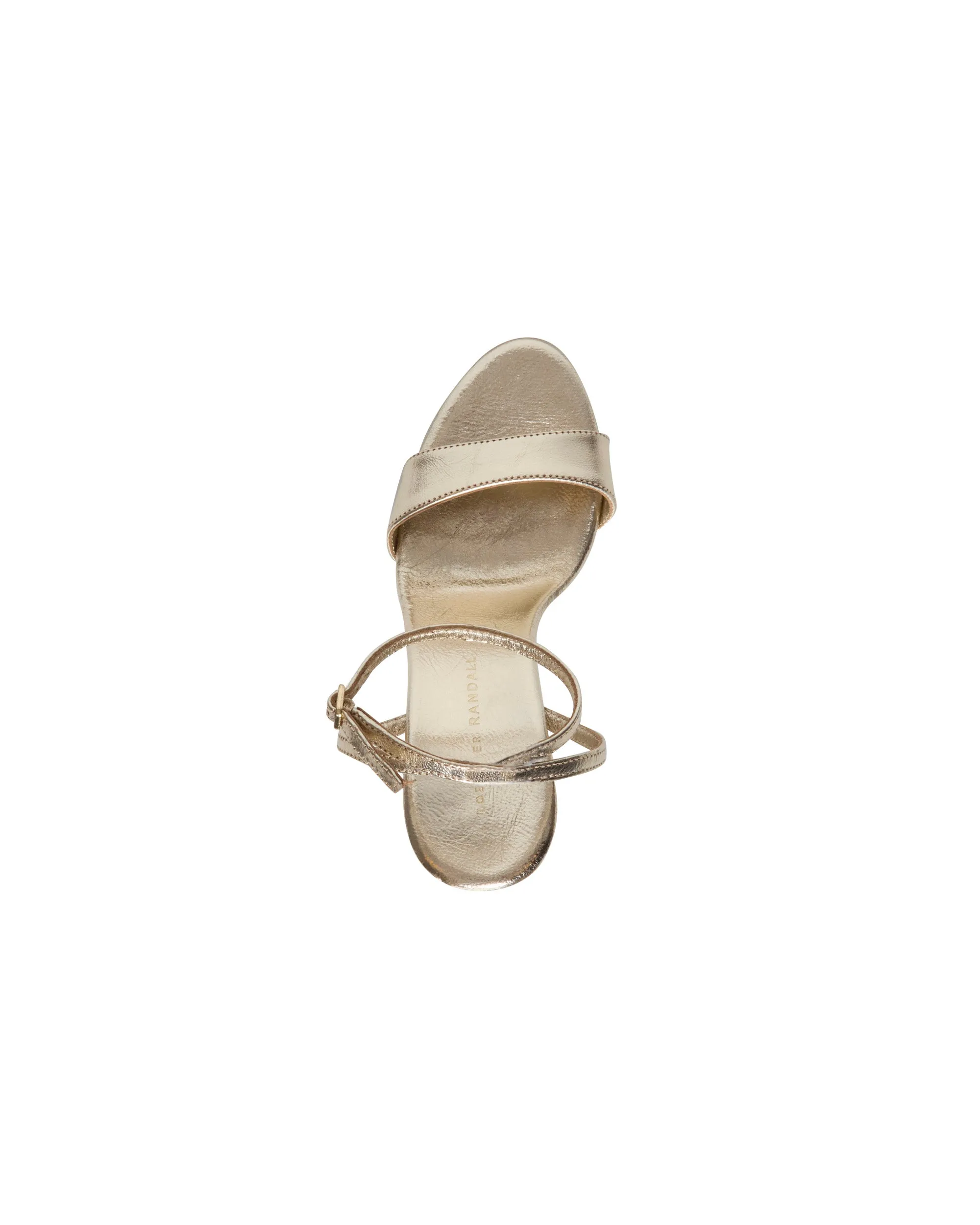 Malia Curved Heel Simple Sandal with Ankle Strap in Champagne