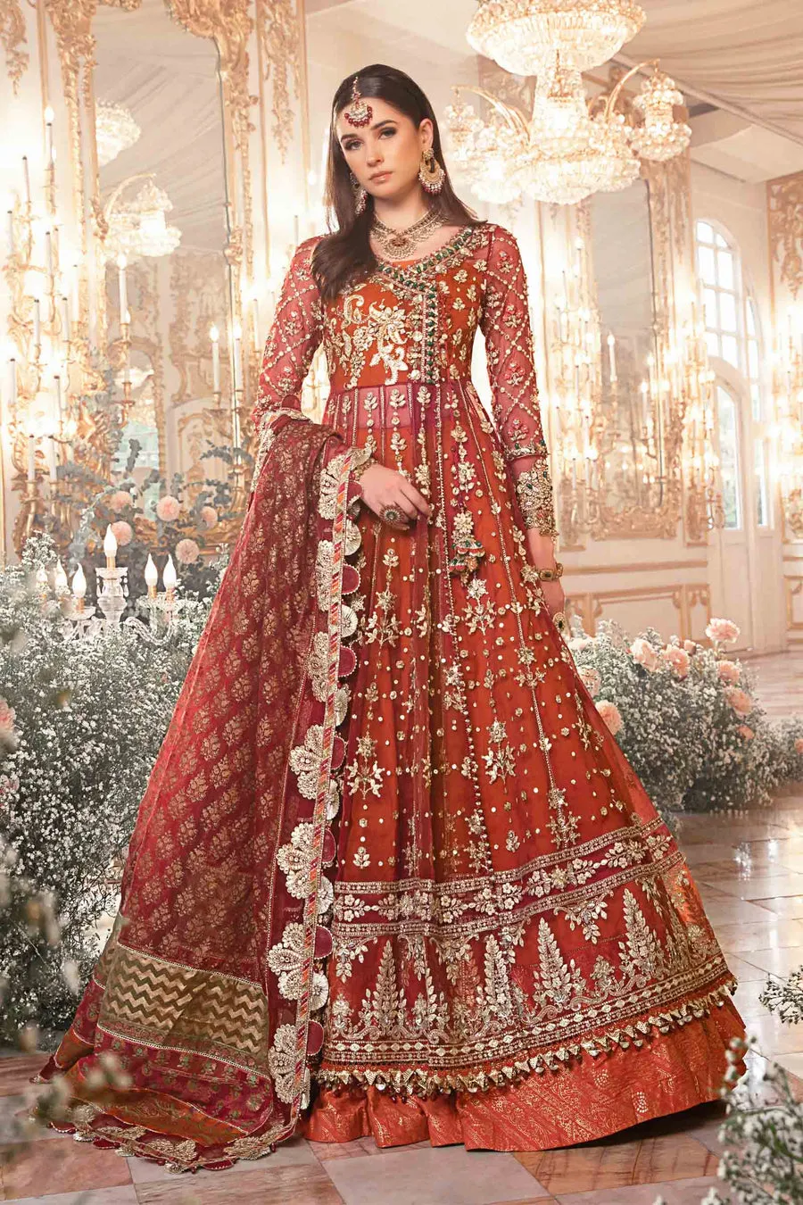 Maria B Mbroidered Collection '23 | Maroon BD-2705