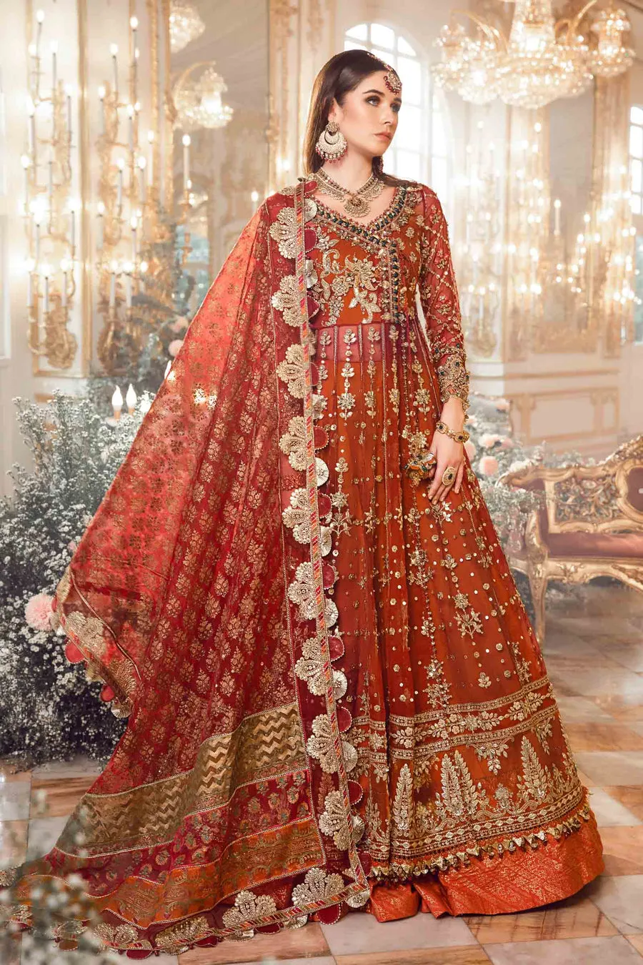 Maria B Mbroidered Collection '23 | Maroon BD-2705