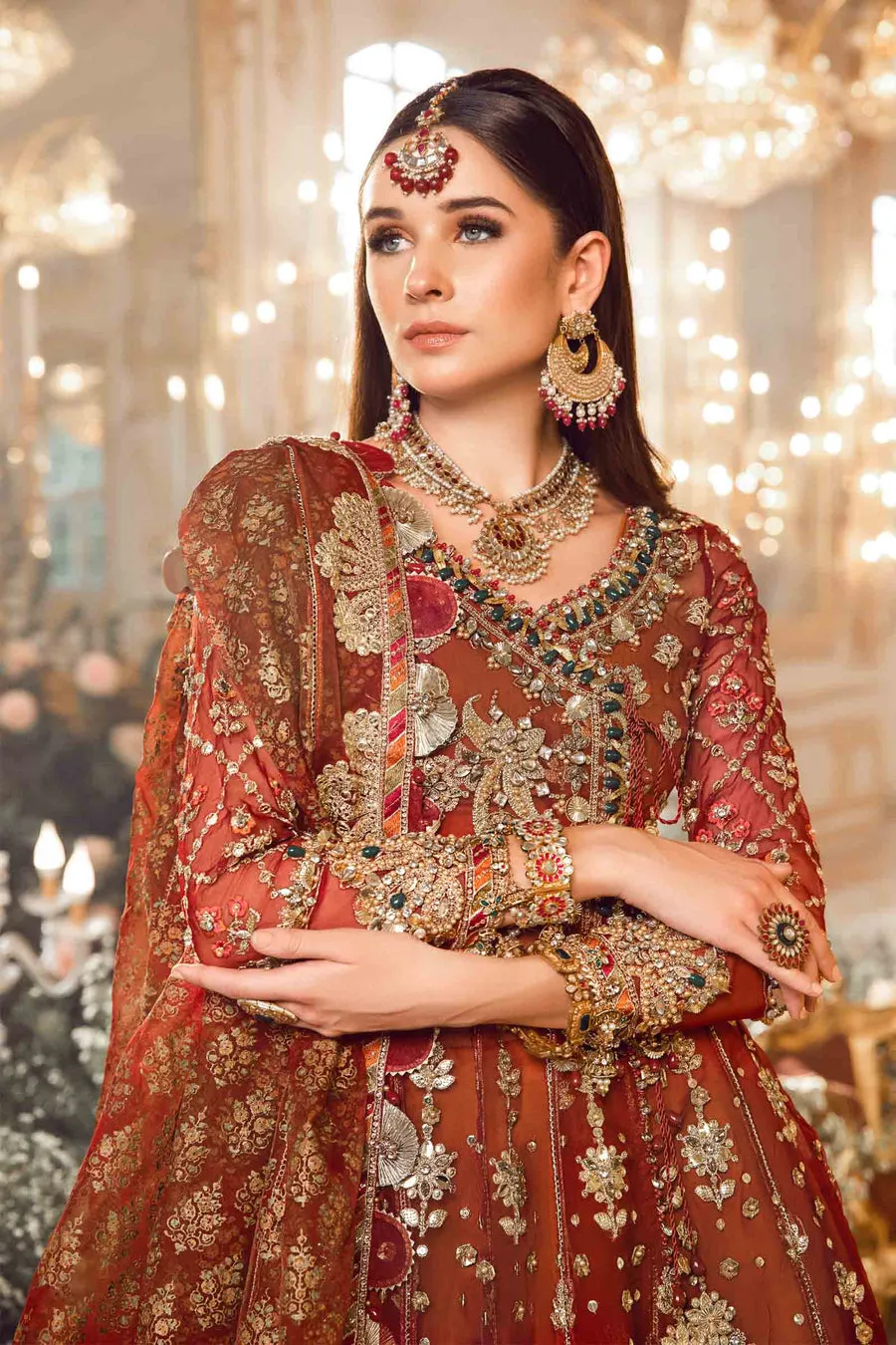 Maria B Mbroidered Collection '23 | Maroon BD-2705