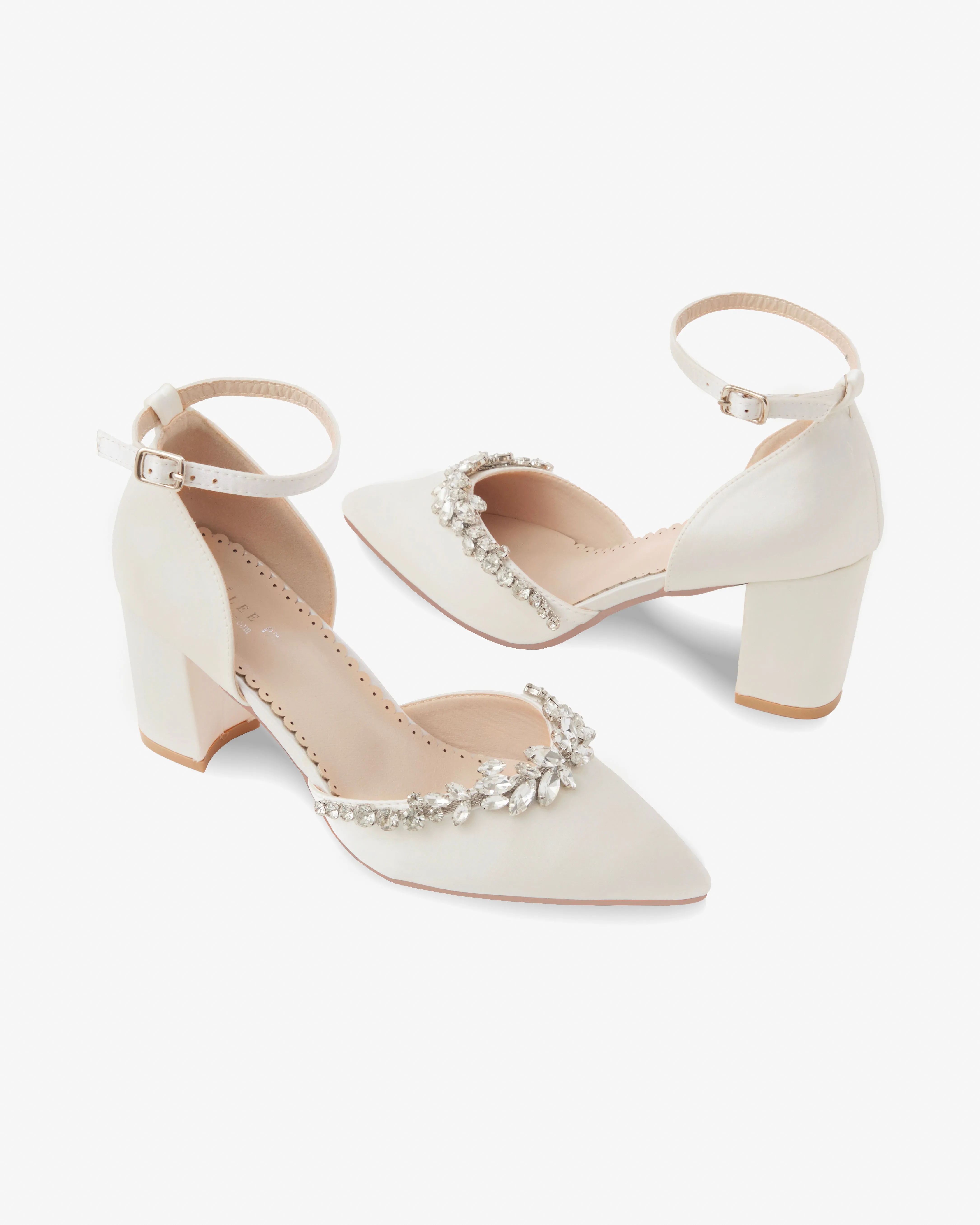 Marquise Rhinestone Block Heel Wedding Shoes