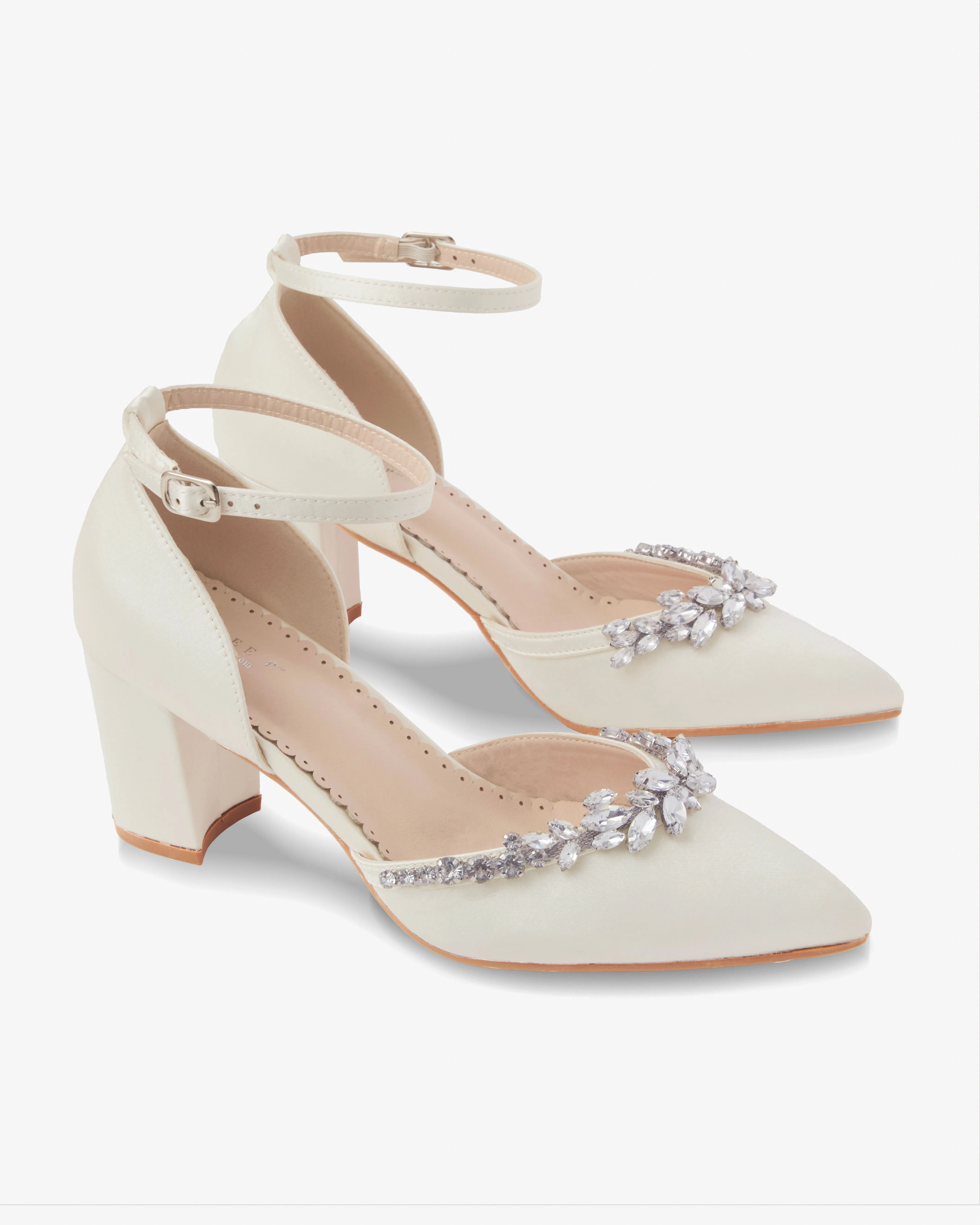 Marquise Rhinestone Block Heel Wedding Shoes