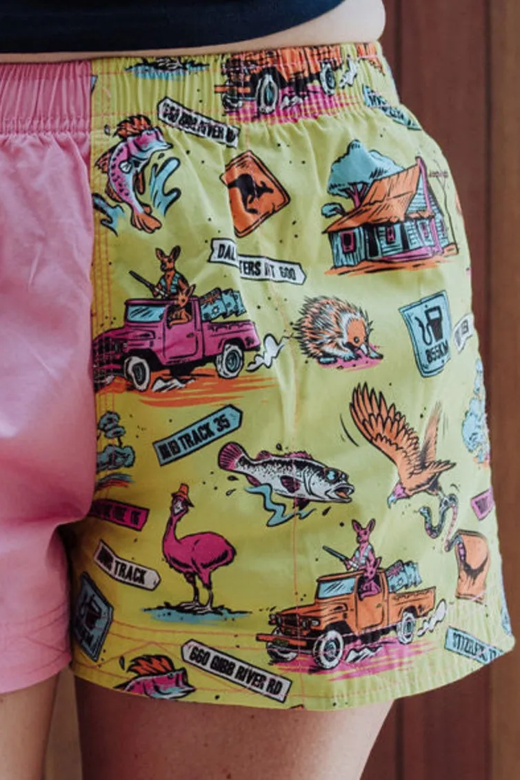 Mary G Ladies Happy Days Old School Harlequin Short - Blush/Happy Days (Limited Edition)