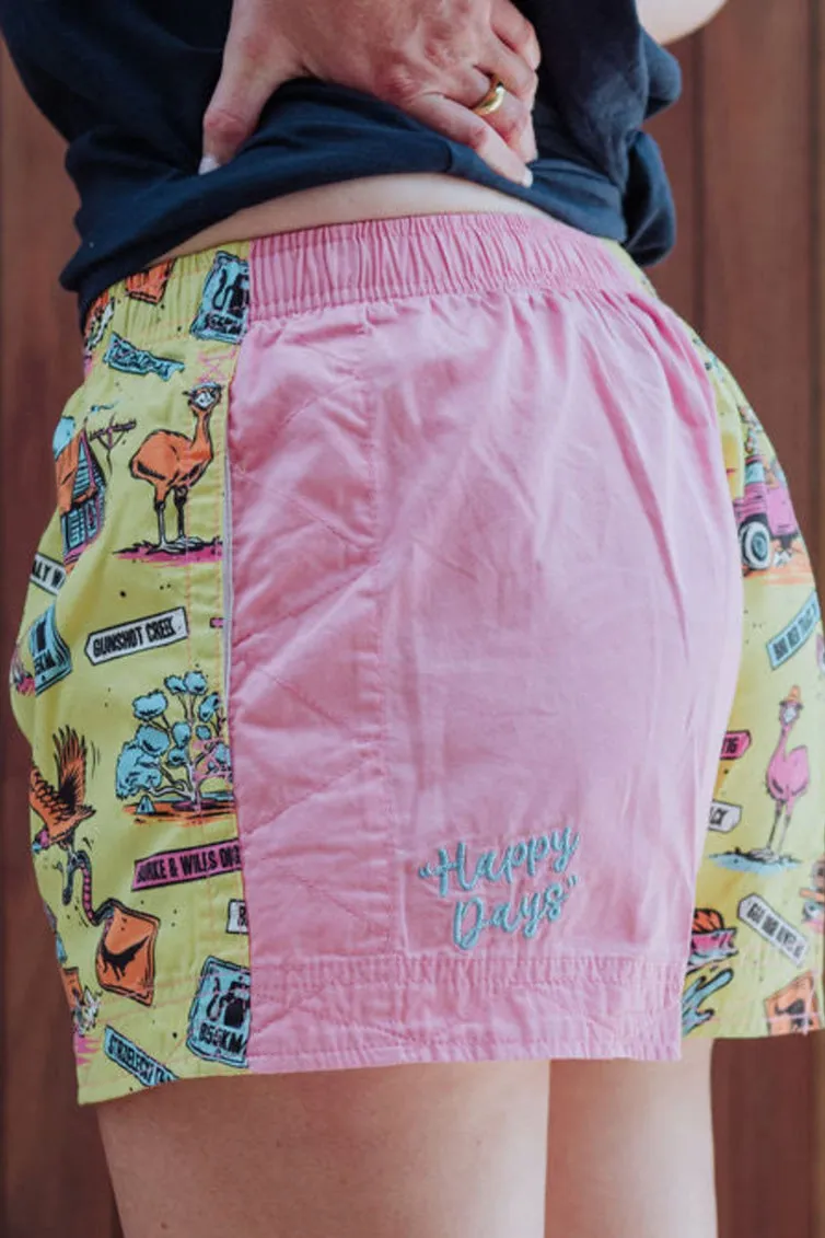 Mary G Ladies Happy Days Old School Harlequin Short - Blush/Happy Days (Limited Edition)