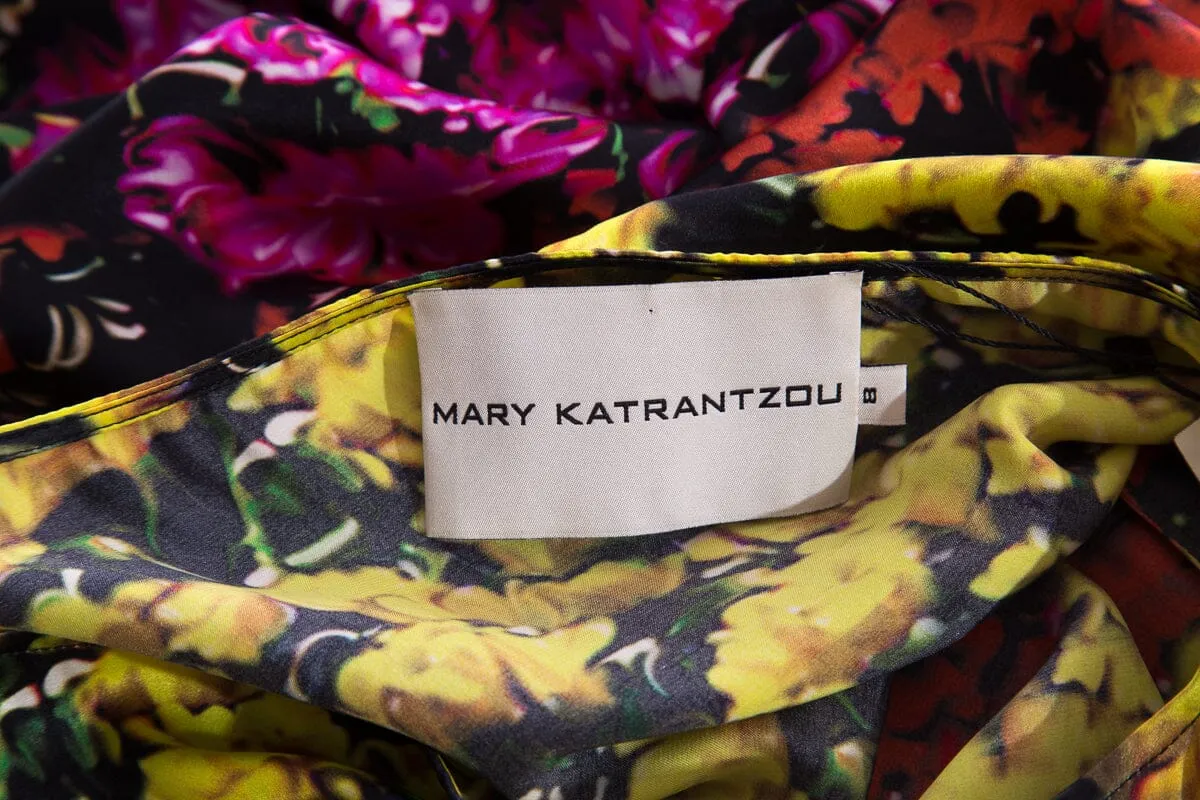 Mary Katrantzou Multicolor Short Sleeve Floral Printed Mini Dress SZ 8