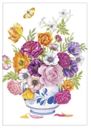 Mary Lake Thompson Floral Blue Vase Bagged Towel