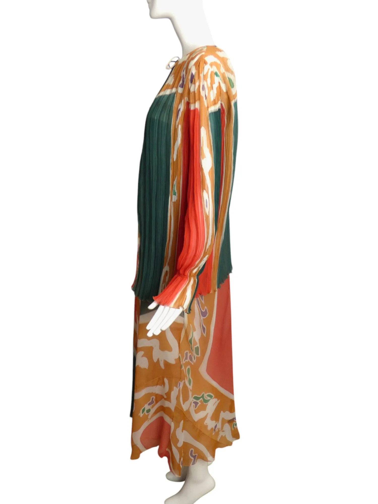 MARY MCFADDEN- 1970s Multi Color Organza Dress & Jacket, Size 6