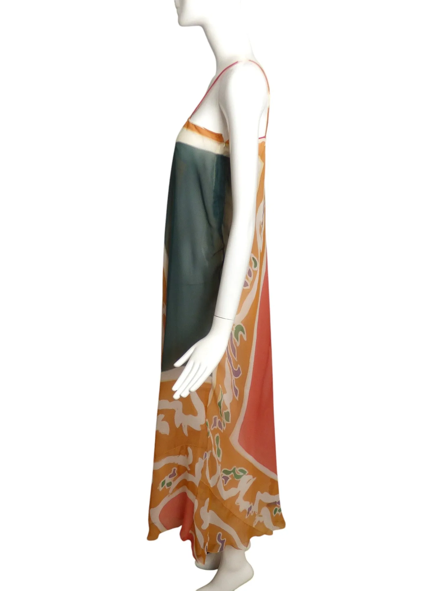 MARY MCFADDEN- 1970s Multi Color Organza Dress & Jacket, Size 6