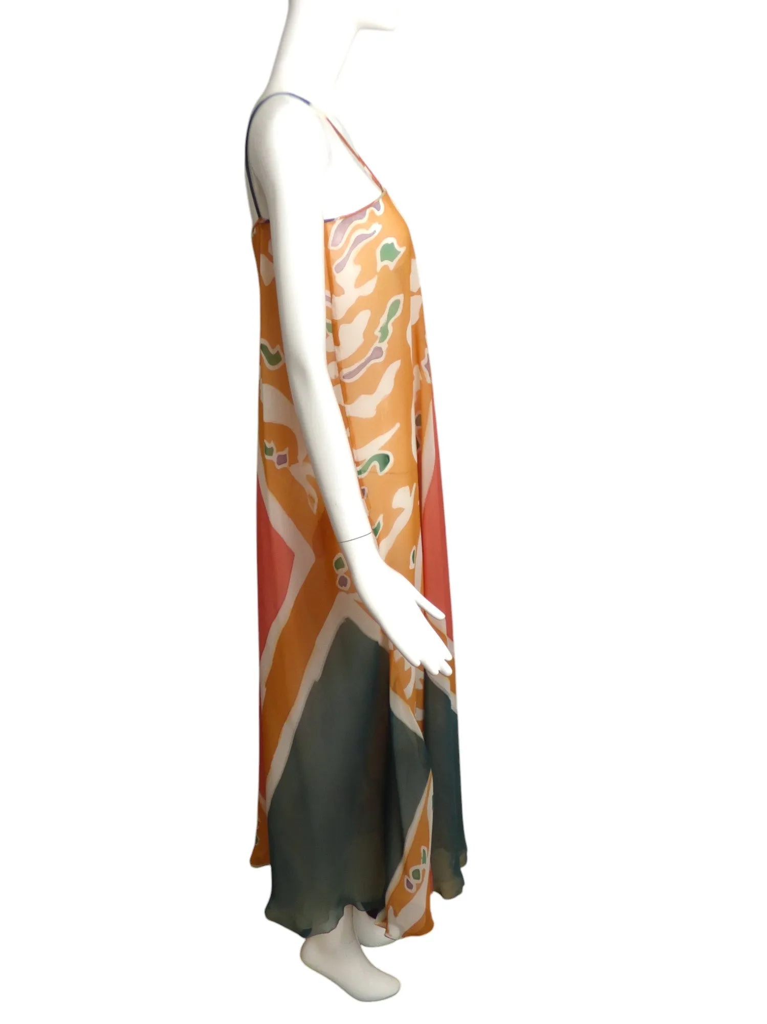 MARY MCFADDEN- 1970s Multi Color Organza Dress & Jacket, Size 6