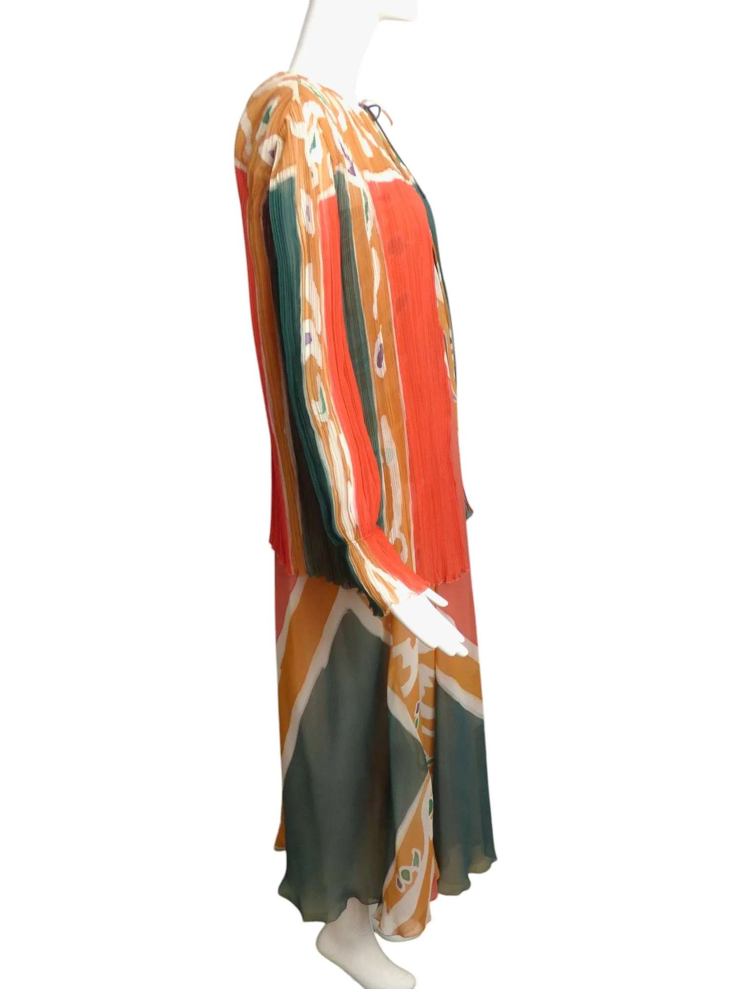 MARY MCFADDEN- 1970s Multi Color Organza Dress & Jacket, Size 6