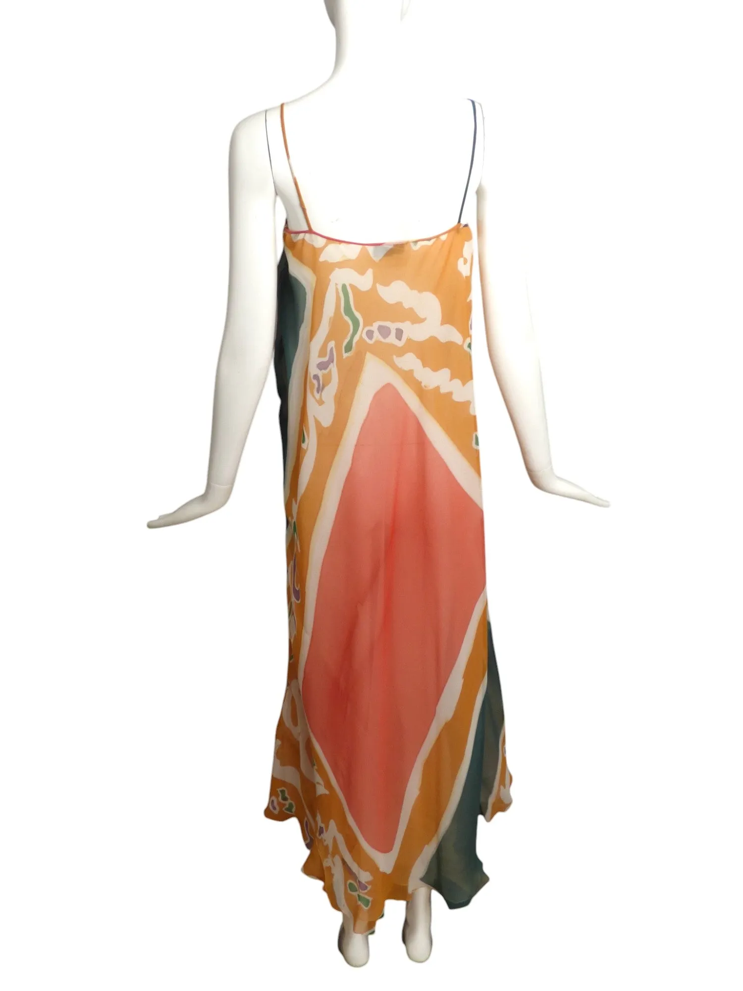 MARY MCFADDEN- 1970s Multi Color Organza Dress & Jacket, Size 6
