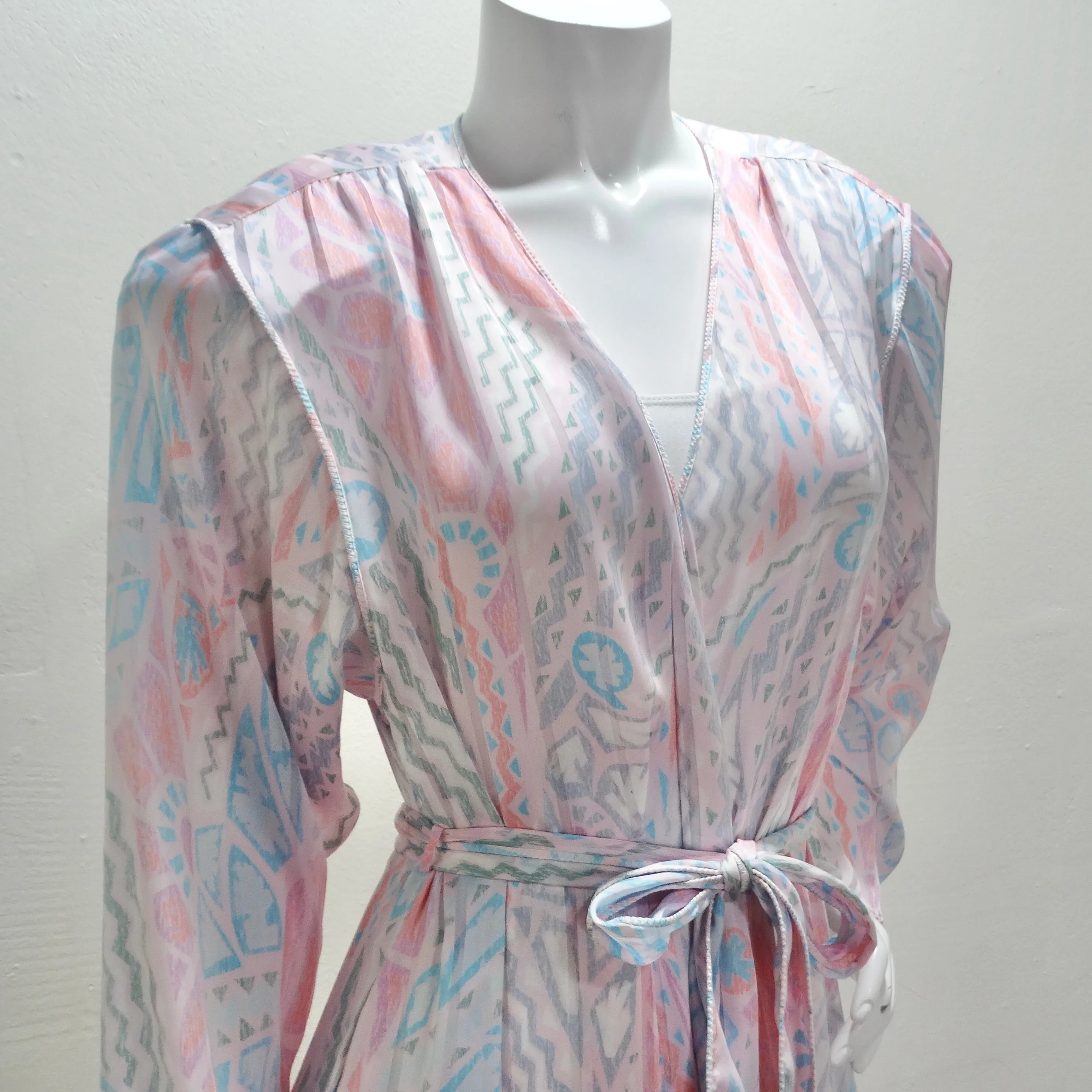 Mary Mcfadden 1980s Printed Robe
