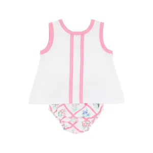 Mary Simms Bloomer Set - French Country Floral with Worth Avenue White and Hamptons Hot Pink