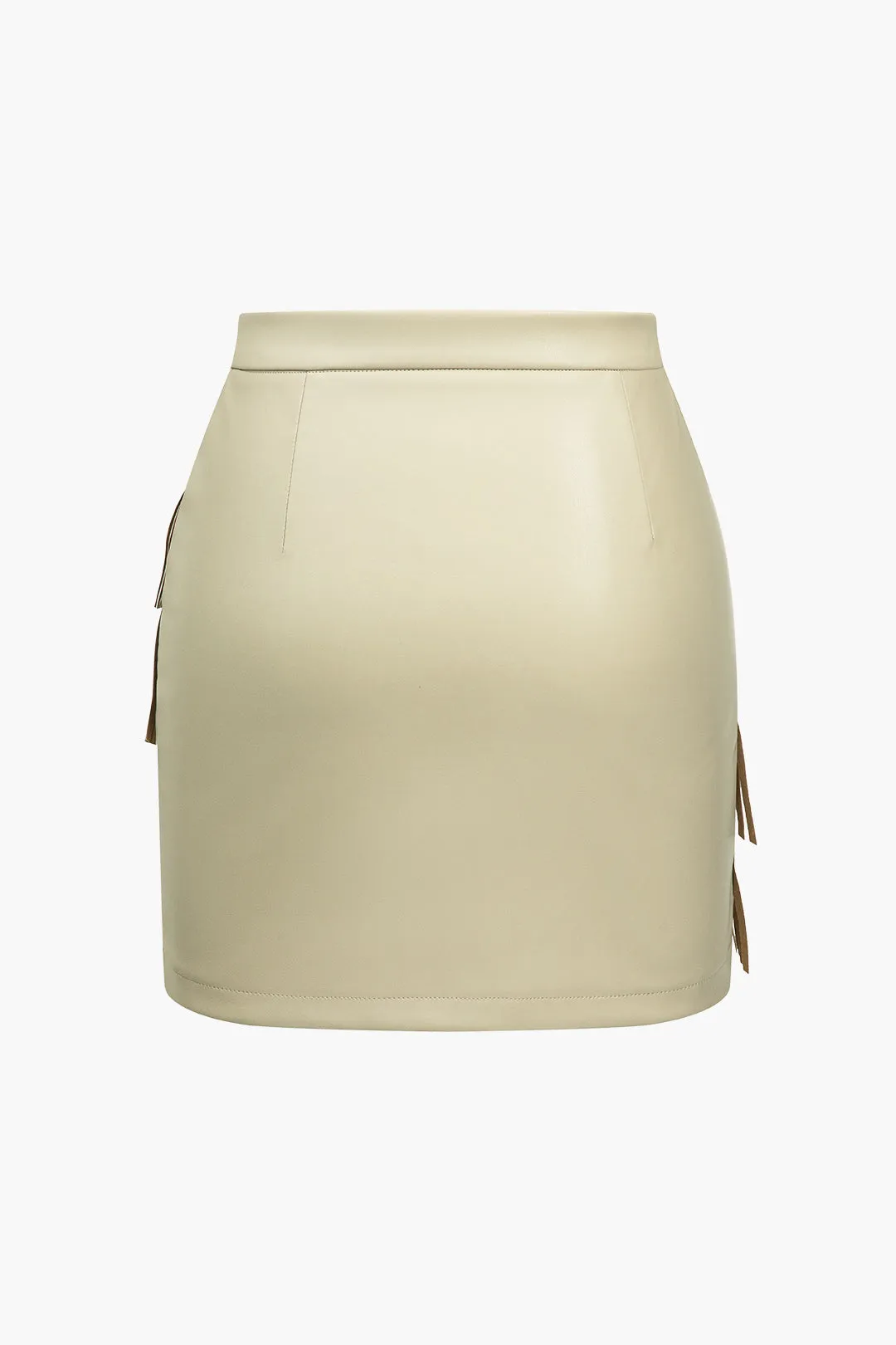 Mary - Solid Fringe Detail Woman's Skirt