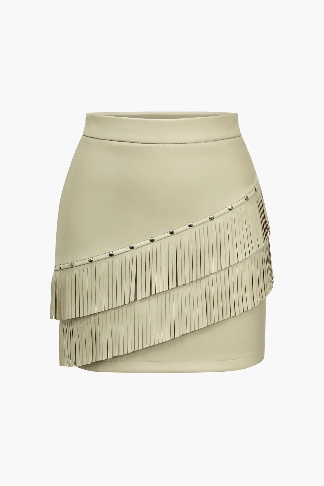 Mary - Solid Fringe Detail Woman's Skirt