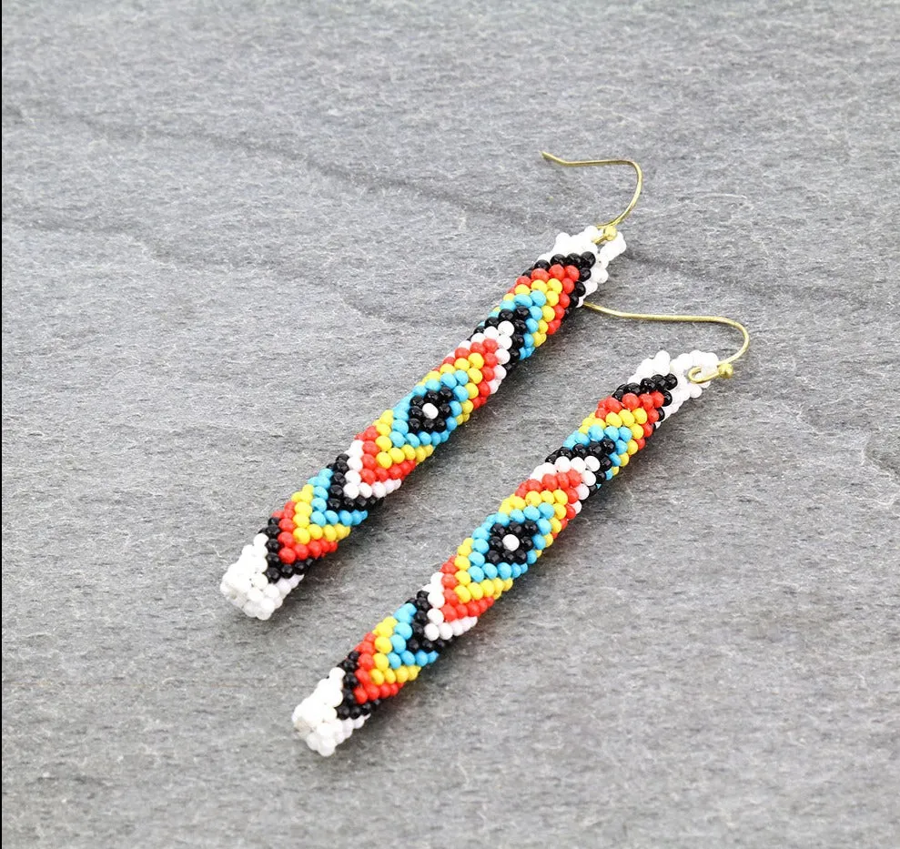 Mary Todd Fashion Seed Bead Ribbon Drop Earrings - 2.75"