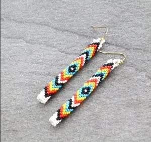 Mary Todd Fashion Seed Bead Ribbon Drop Earrings - 2.75"
