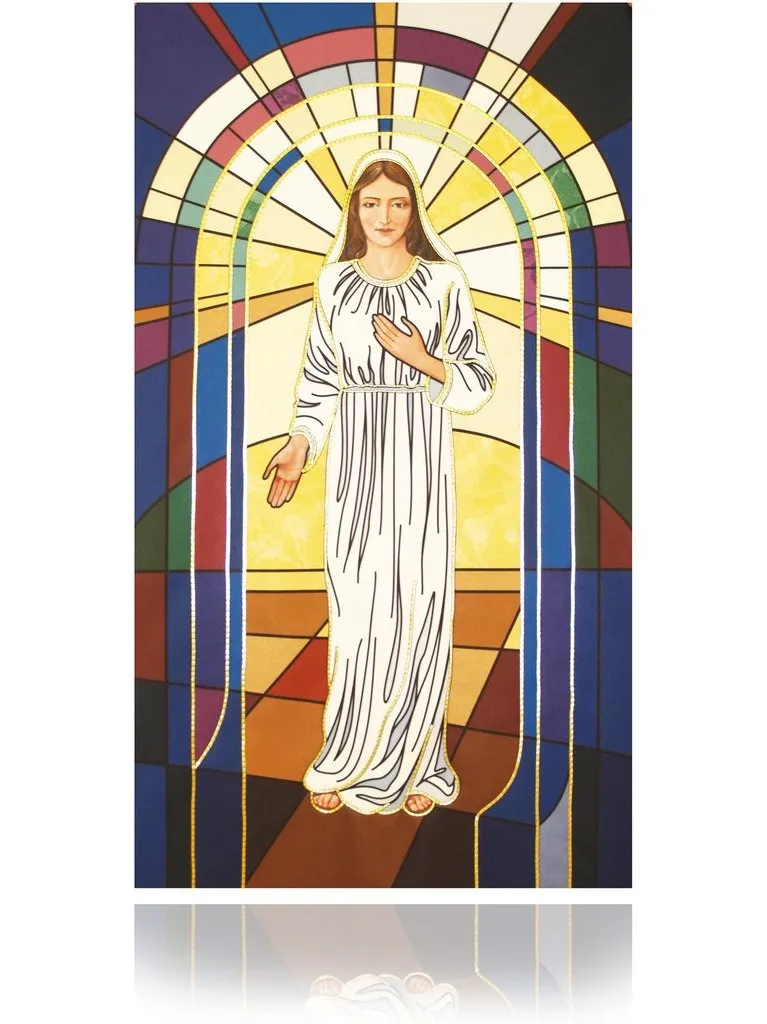 Mary with Stained Glass Banner