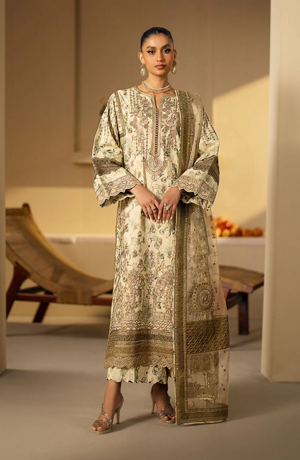 MARYUM & MARIA | Premium Lawn'24 | wood ash | Nadya MS24-636