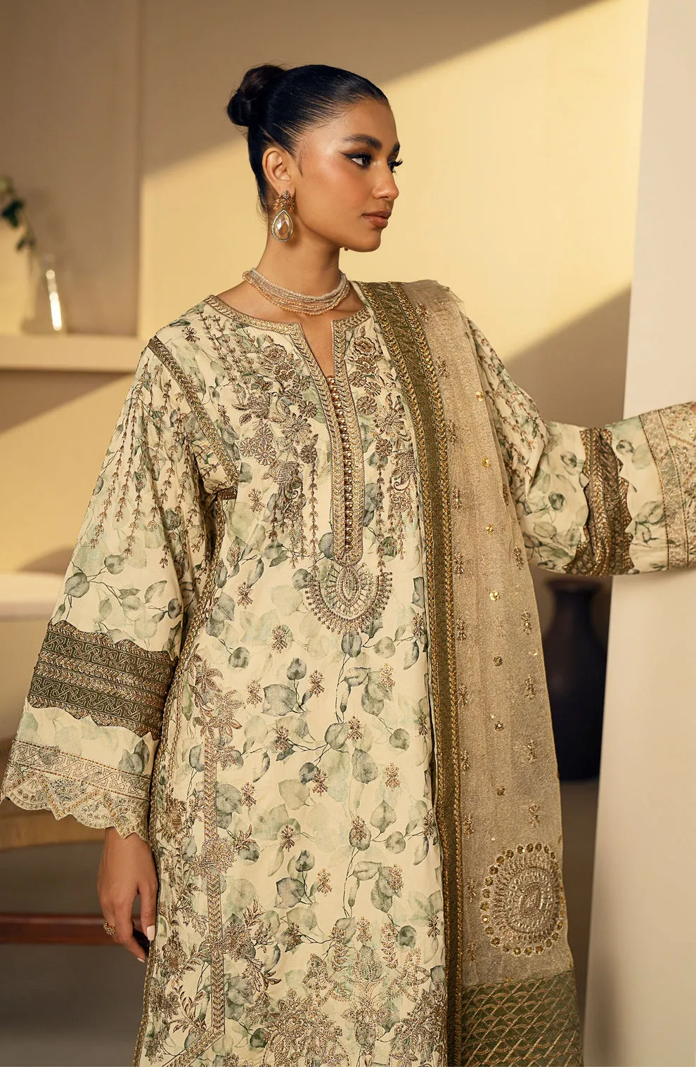 MARYUM & MARIA | Premium Lawn'24 | wood ash | Nadya MS24-636
