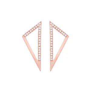 Medium Half Diamond Triangle Earrings | Rose Gold