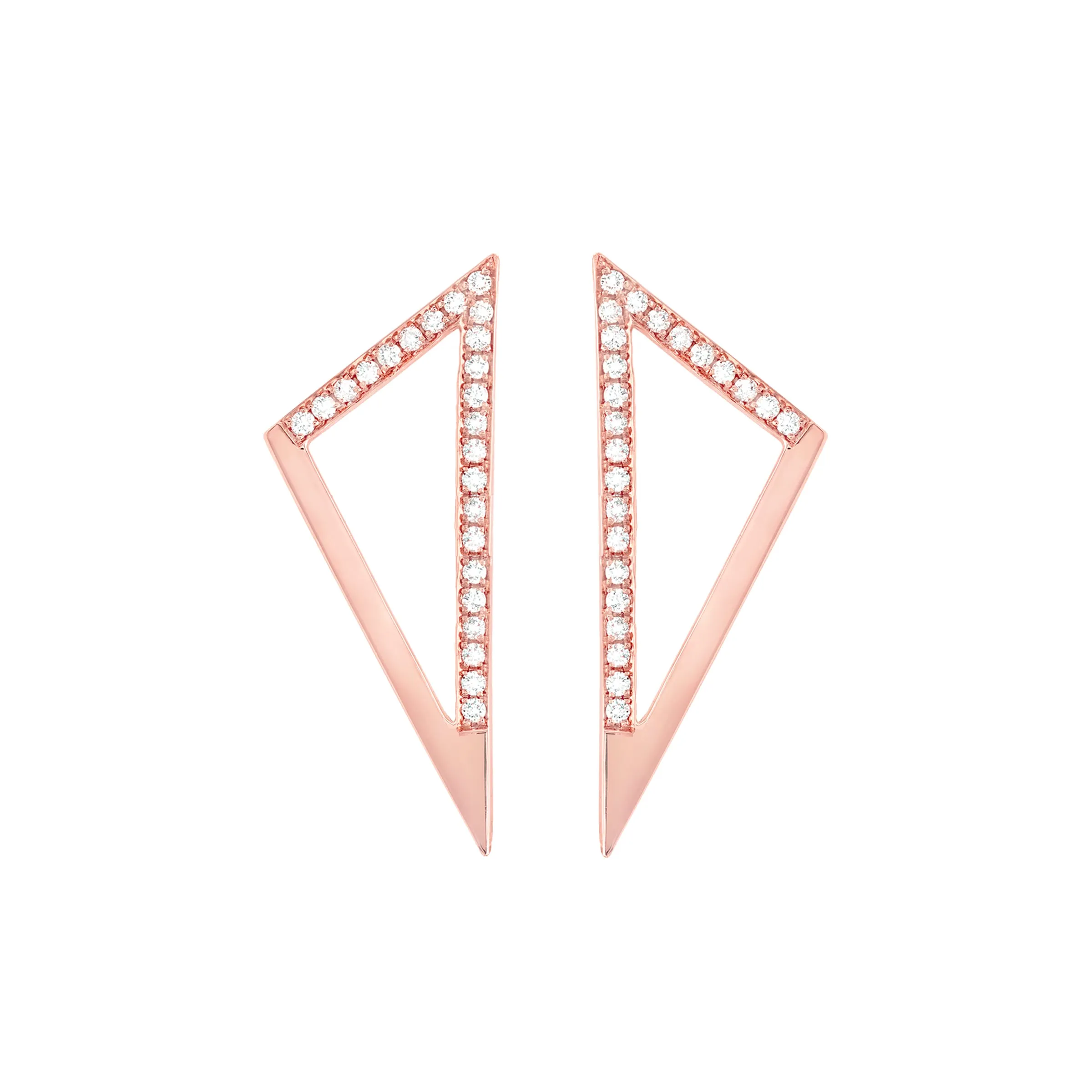 Medium Half Diamond Triangle Earrings | Rose Gold