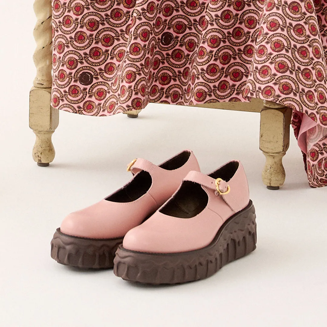 Melting Chocolate Leather Mary Jane (Pale Pink)【Japan Jewelry】