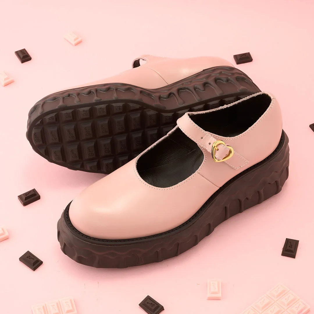 Melting Chocolate Leather Mary Jane (Pale Pink)【Japan Jewelry】