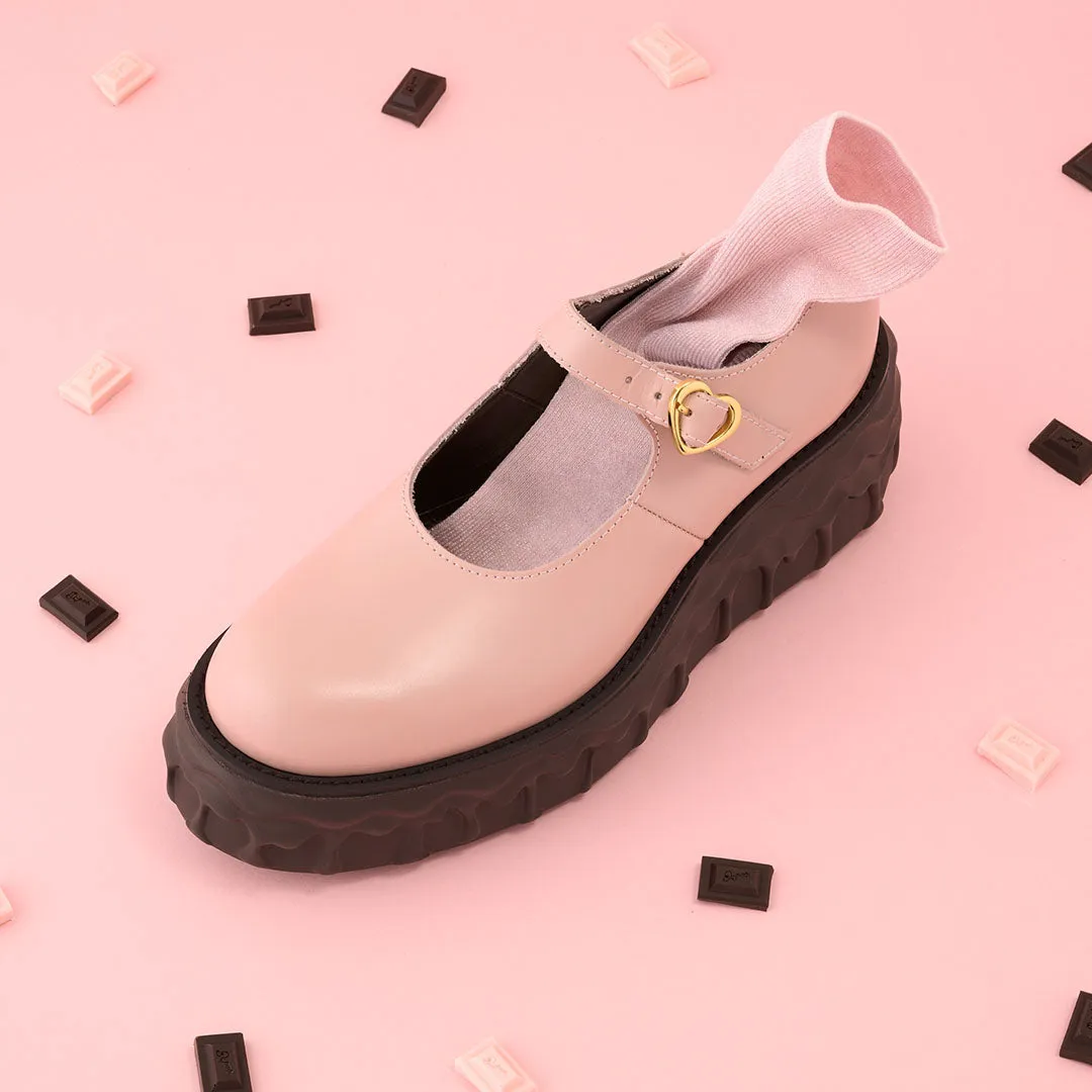 Melting Chocolate Leather Mary Jane (Pale Pink)【Japan Jewelry】