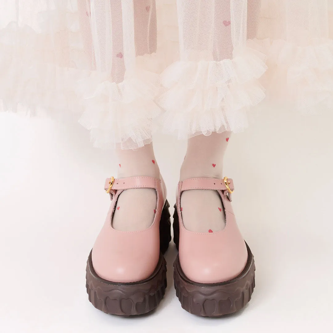 Melting Chocolate Leather Mary Jane (Pale Pink)【Japan Jewelry】