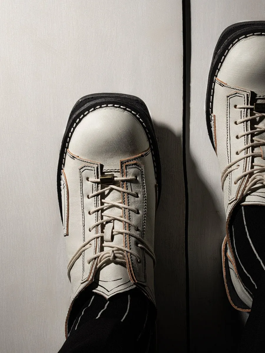 Men's and women's two-dimensional design leather shoes