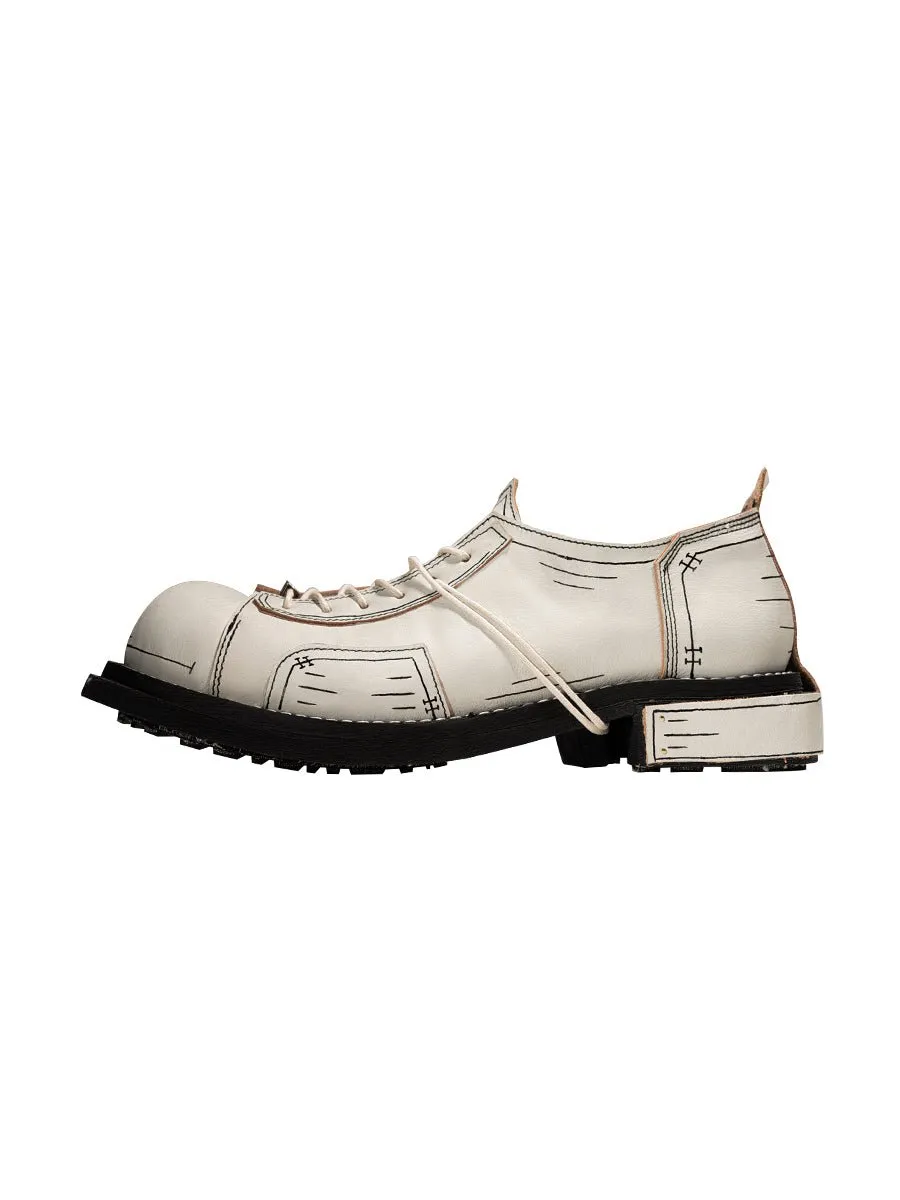Men's and women's two-dimensional design leather shoes