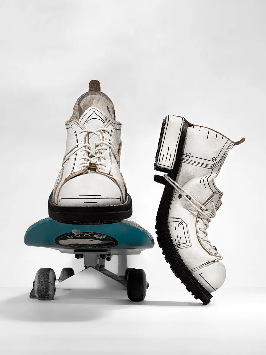 Men's and women's two-dimensional design leather shoes