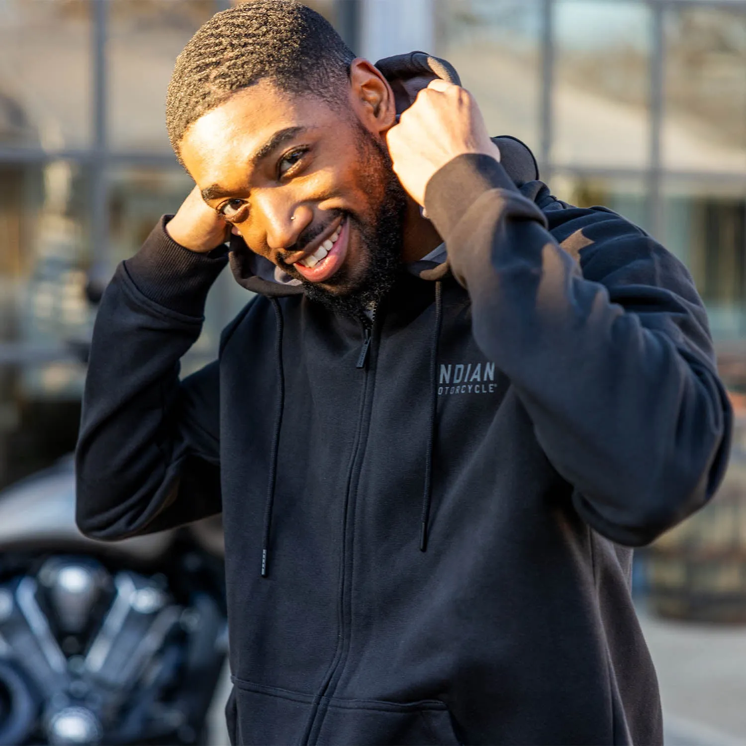 Men's Embroidered Hoodie, Black