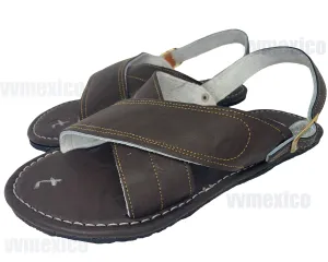 MENS LEATHER 2 STRAP brown mexican sandals with tire sole Size 7
