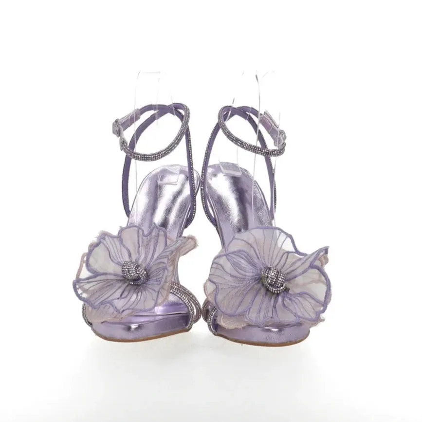 Mesh Embroidered Floral heels