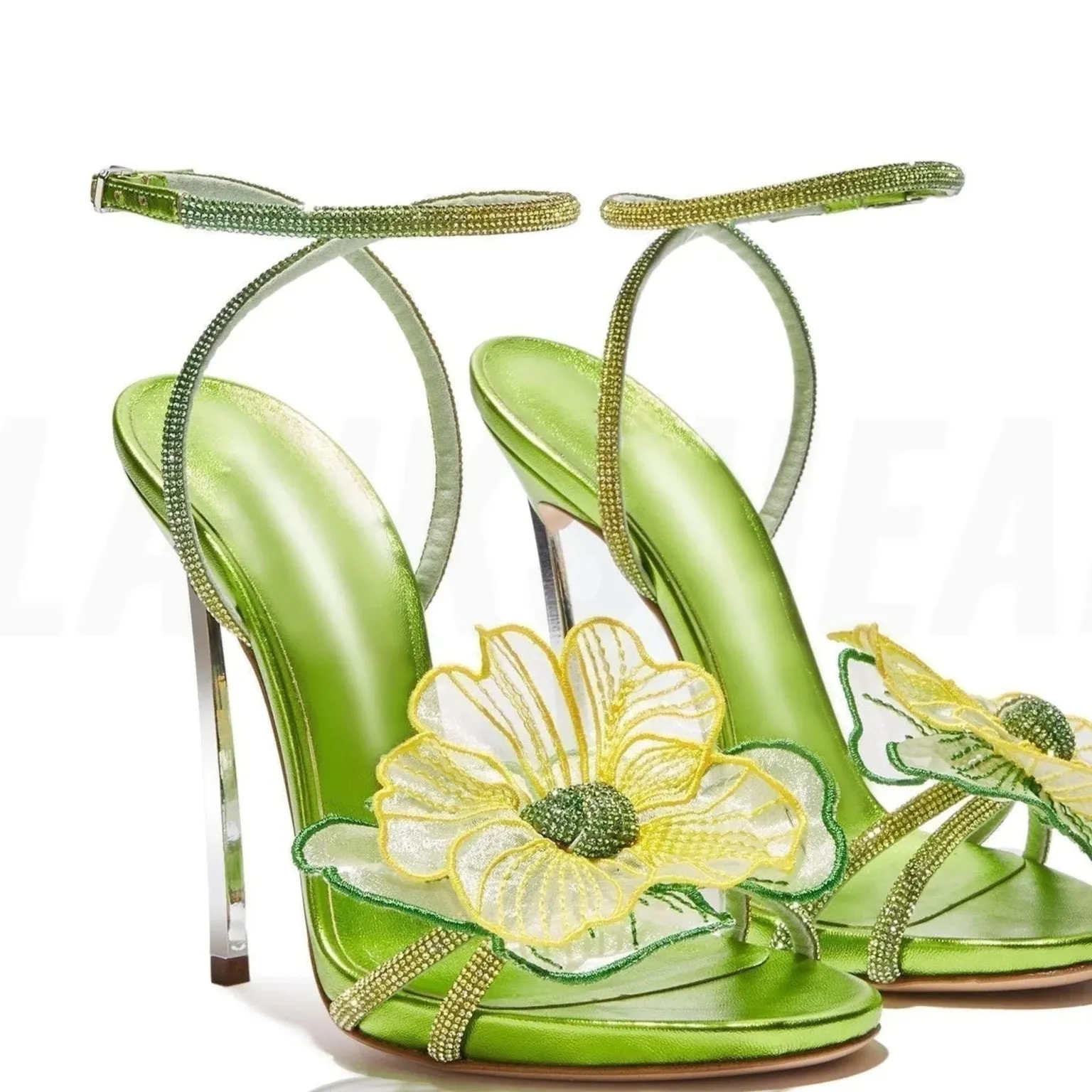 Mesh Embroidered Floral heels